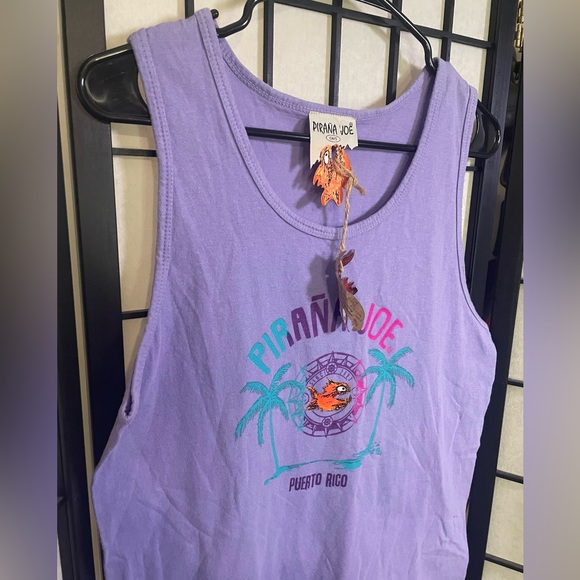 Pirana Joe  “Puerto Rico” Purple Tank Shirt NWT Small - Picture 2 of 5